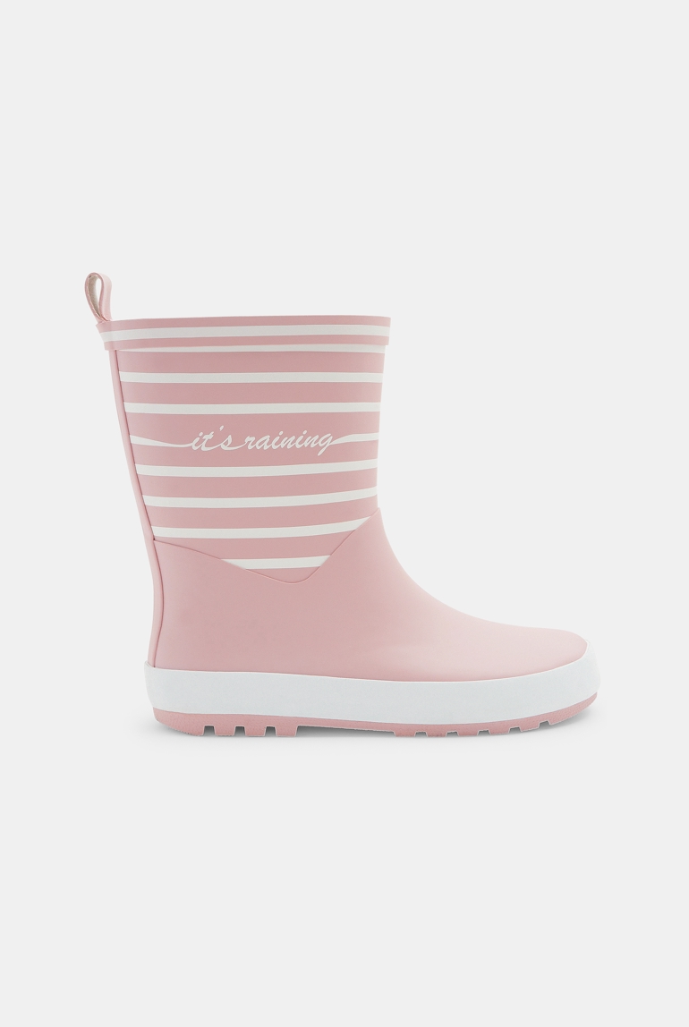 Bottes de pluie à rayures roses fille 1