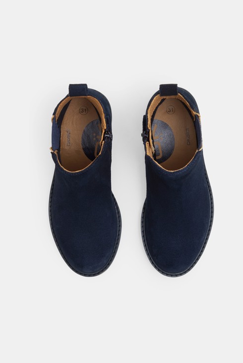 Boots chelsea croûte de cuir festonnées bleues fille 2