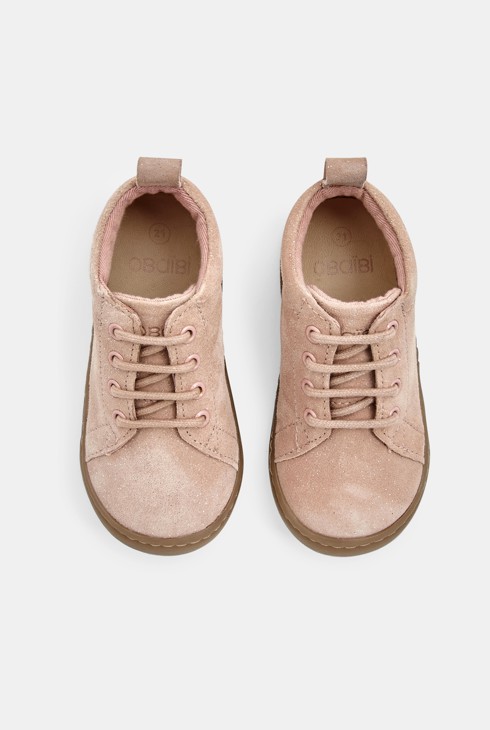 Škorenjci za prve korake iz mehkega svetlikajočega se usnja rožnata dojenček deklica 2