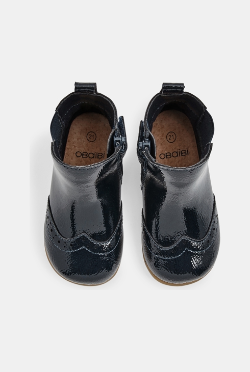 Chelsea lakasti škorenjci z elastiko in mucko modra dojenček deklica 2