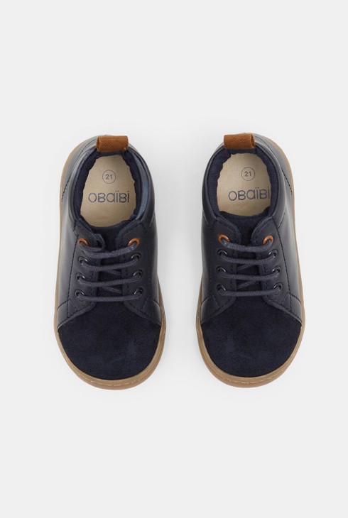 Mehki škorenjci za prve korake iz usnja modra dojenček deček 2