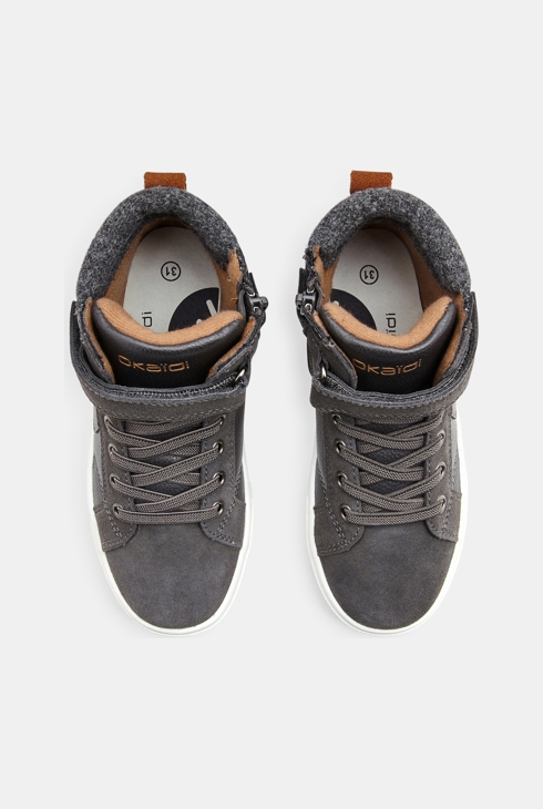 Baskets montantes mix matières grises garçon 2
