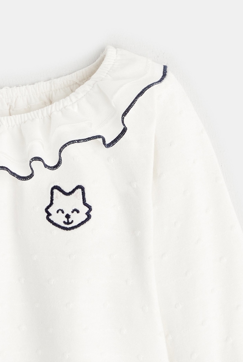 T-shirt à col volants fruits bleu bébé fille