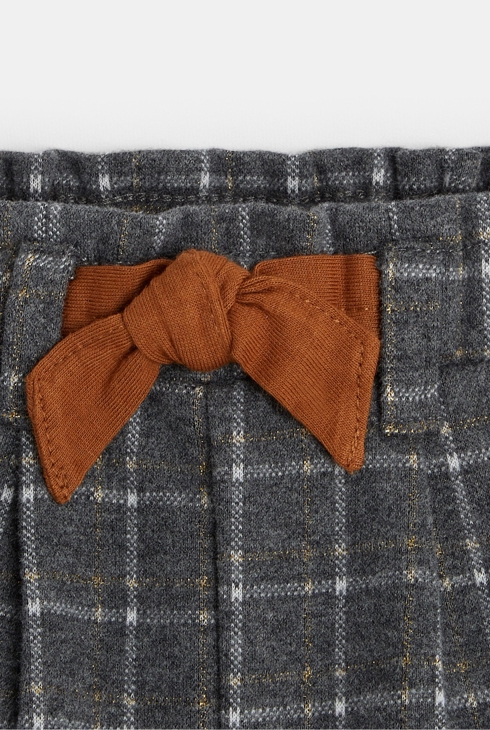 Short flanellisé à carreaux gris bébé fille