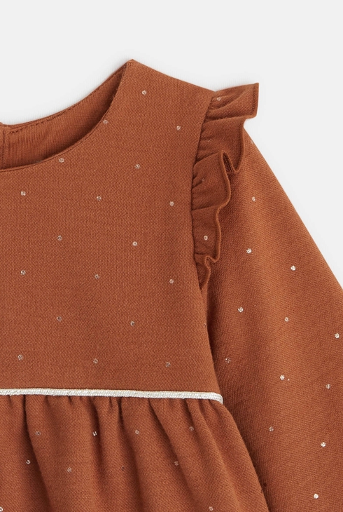 Robe flanellisée constellation marron bébé fille
