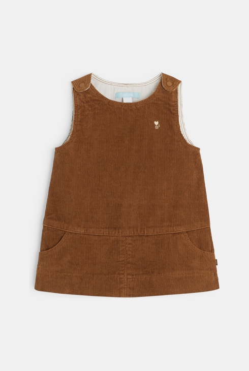 Robe chasuble velours et legging marron bébé fille