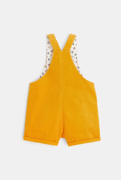 Kratek kombinezon iz rebrastega žameta  rumena dojenček deklica 2