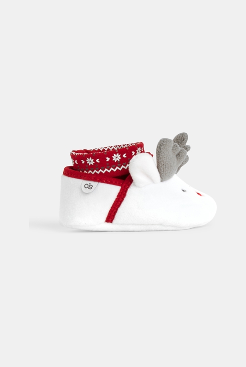 Białe kapcie skarpetkowe dla dziewczynek, idealne na Boże Narodzenie 1