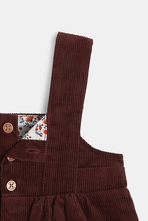 Kratek kombinezon iz rebrastega žameta rjava dojenček deklica 2