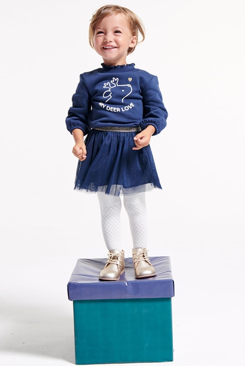 Sweat élan chic bleu bébé fille 1