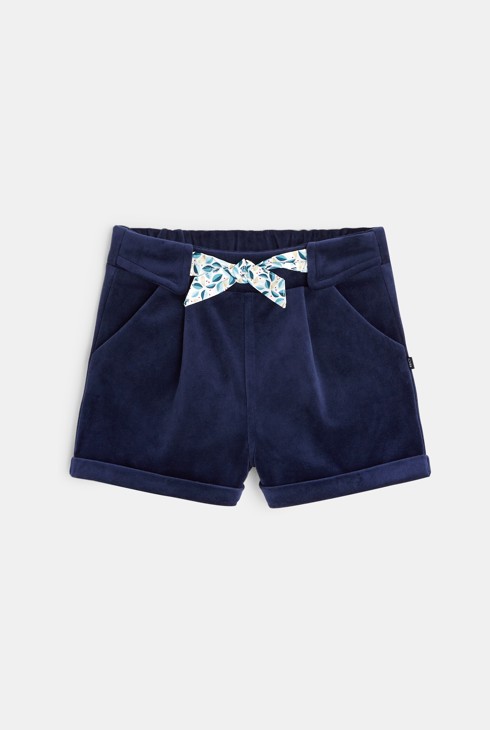 Kratke kratke hlače iz žameta modra dojenček deklica 1