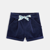 Short à pinces en maille bleu bébé fille