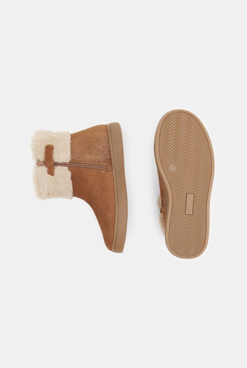 Botas de cuero con forro marrones niña 2