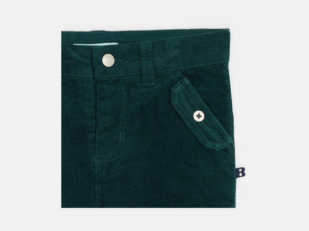 Zielone welurowe spodnie z wywinięciem niemowlę chłopiec 2