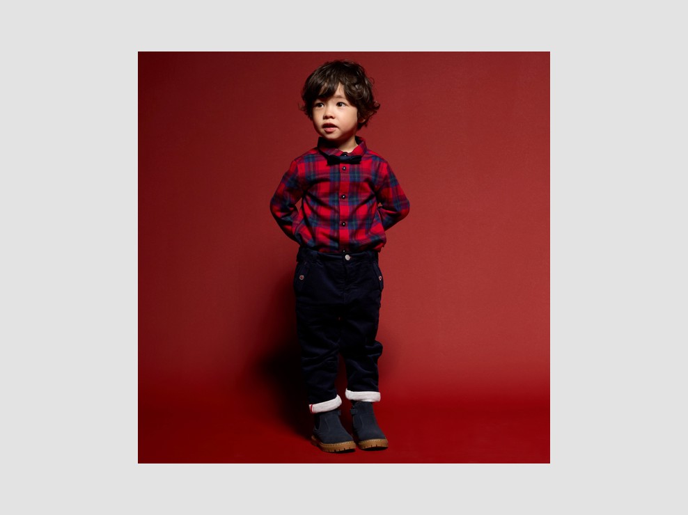 Modische Samthose mit Revers Blau Baby Jungen 1