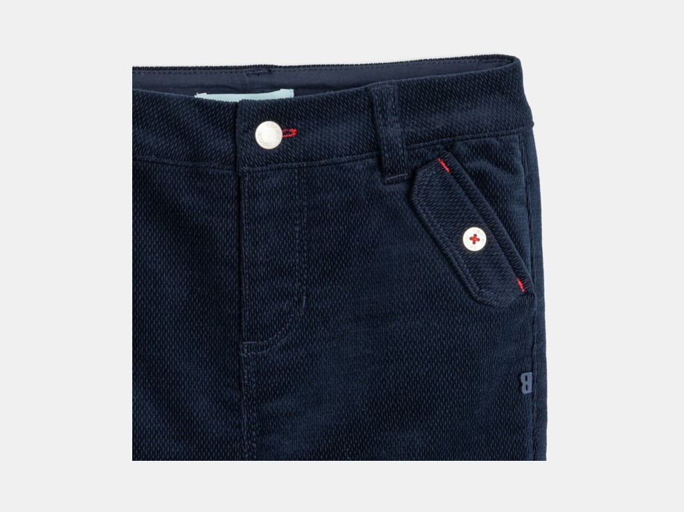 Fancy fluwelen broek met manchetten blauw babyjongen 2