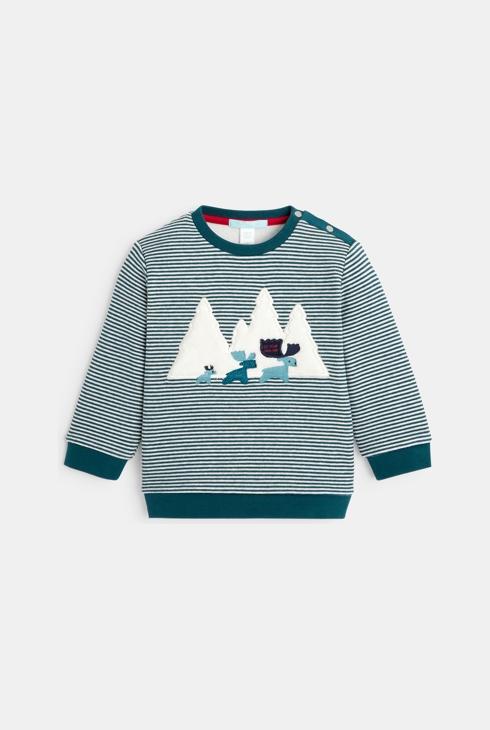 Ciepła bluza w paski góry zielony niemowlę chłopiec 2