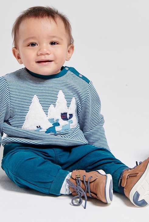 Ciepła bluza w paski góry zielony niemowlę chłopiec 1