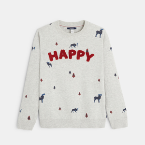 Bluza z napisem Happy szary chłopiec 1