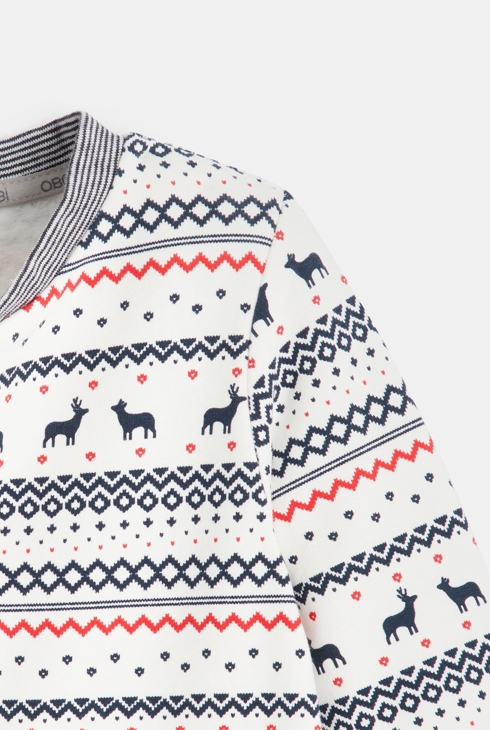 Combi longue imprimée élans bleu bébé garçon 2