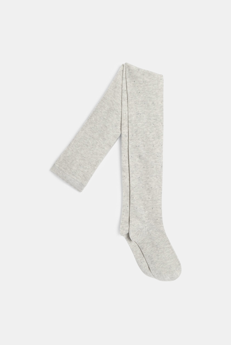Collants chauds à petits strass gris fille 1
