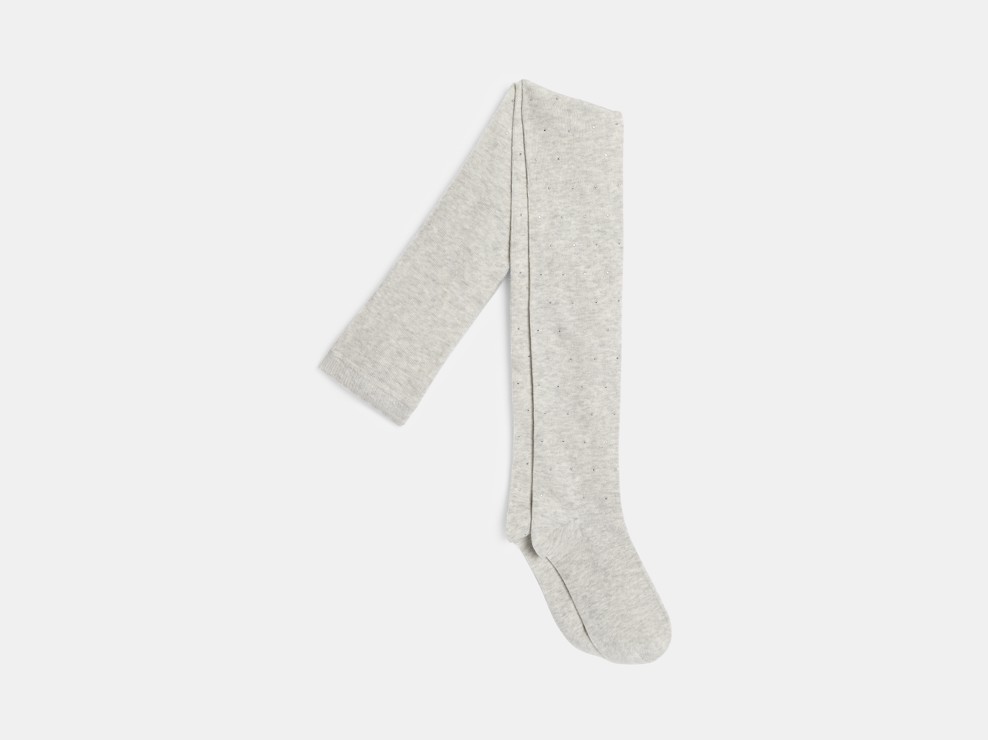 Collants chauds à petits strass gris fille 1