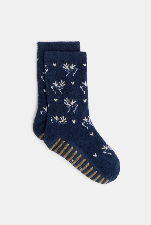 Chaussettes fantaisie antidérapantes bleues fille 1
