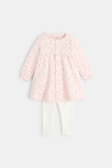 Robe molleton fleurie et legging rose naissance