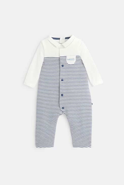 Latzhose aus modischem Strick und Body mit Polokragen Blau Geburt 1