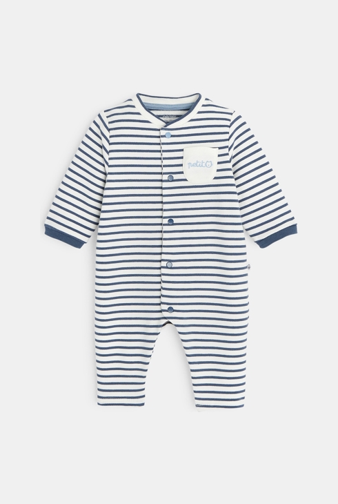 Dolg črtast pleten kombinezon modra rojstvo 2