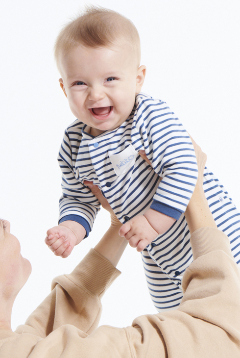 Dolg črtast pleten kombinezon modra rojstvo 1