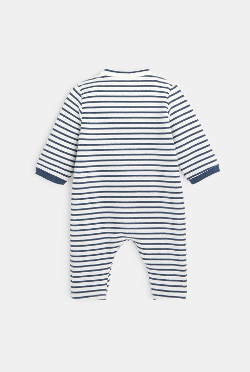 Dolg črtast pleten kombinezon modra rojstvo 2