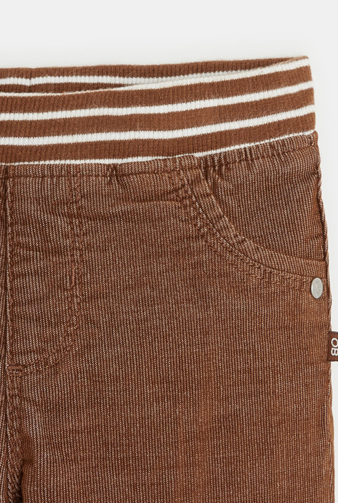 Geringelte Samthose mit elastischem Taillenbund Braun Baby Jungen 2