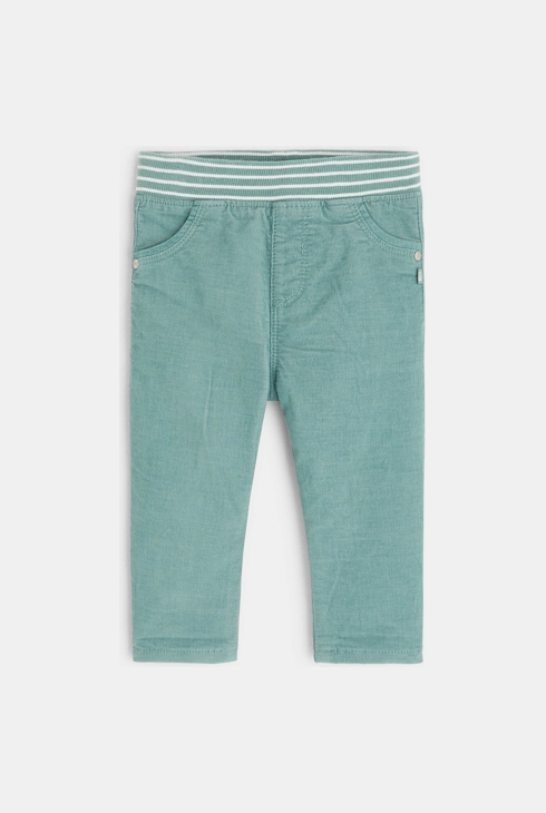 Pantalon velours milleraie taille élastiquée vert bébé garçon 1