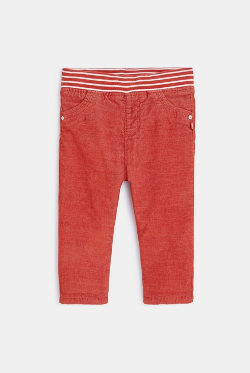 Geringelte Samthose mit elastischem Taillenbund Orange Baby Jungen 1