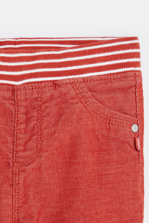 Pantalon velours milleraie taille élastiquée orange bébé garçon