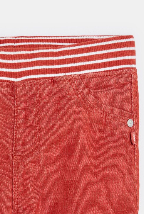 Geringelte Samthose mit elastischem Taillenbund Orange Baby Jungen 2