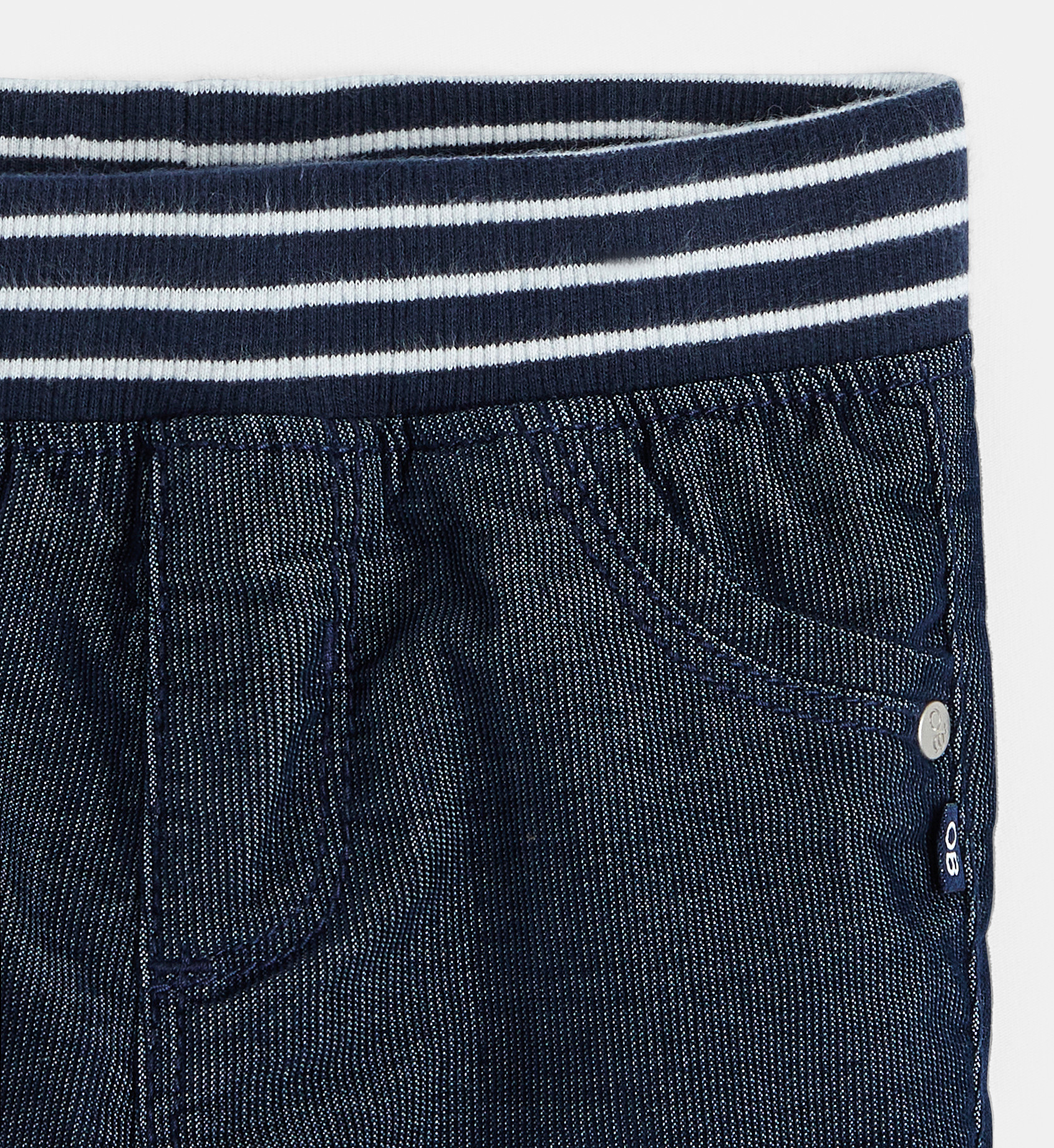 Niebieskie spodnie sztruksowe z gumką w pasie dla małych chłopców 2