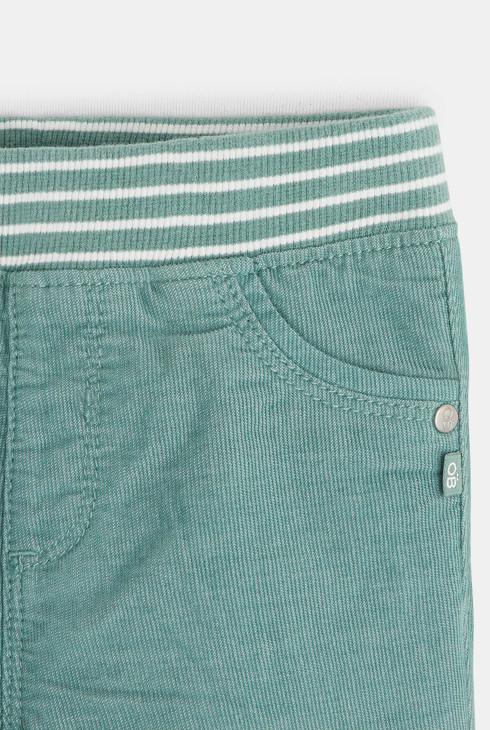 Pantalon velours milleraie taille élastiquée vert bébé garçon 2