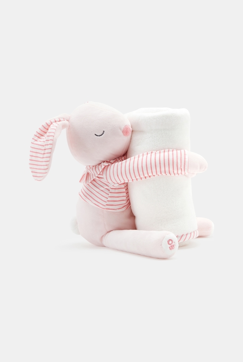 Doudou lapin et plaid rose naissance 1
