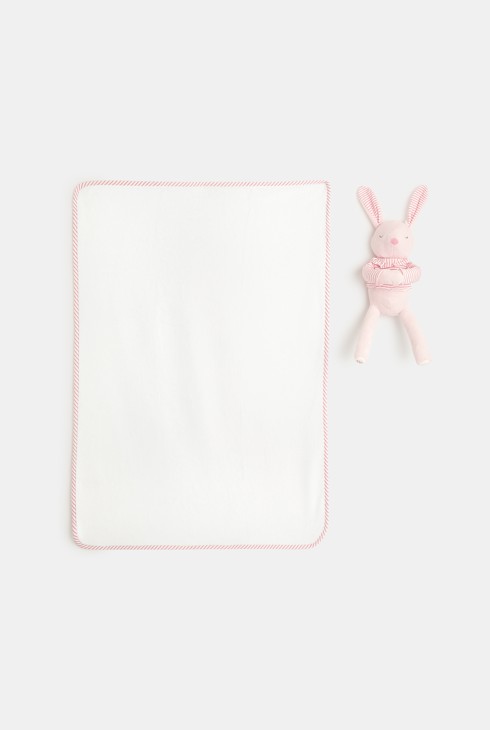 Doudou lapin et plaid rose naissance 2