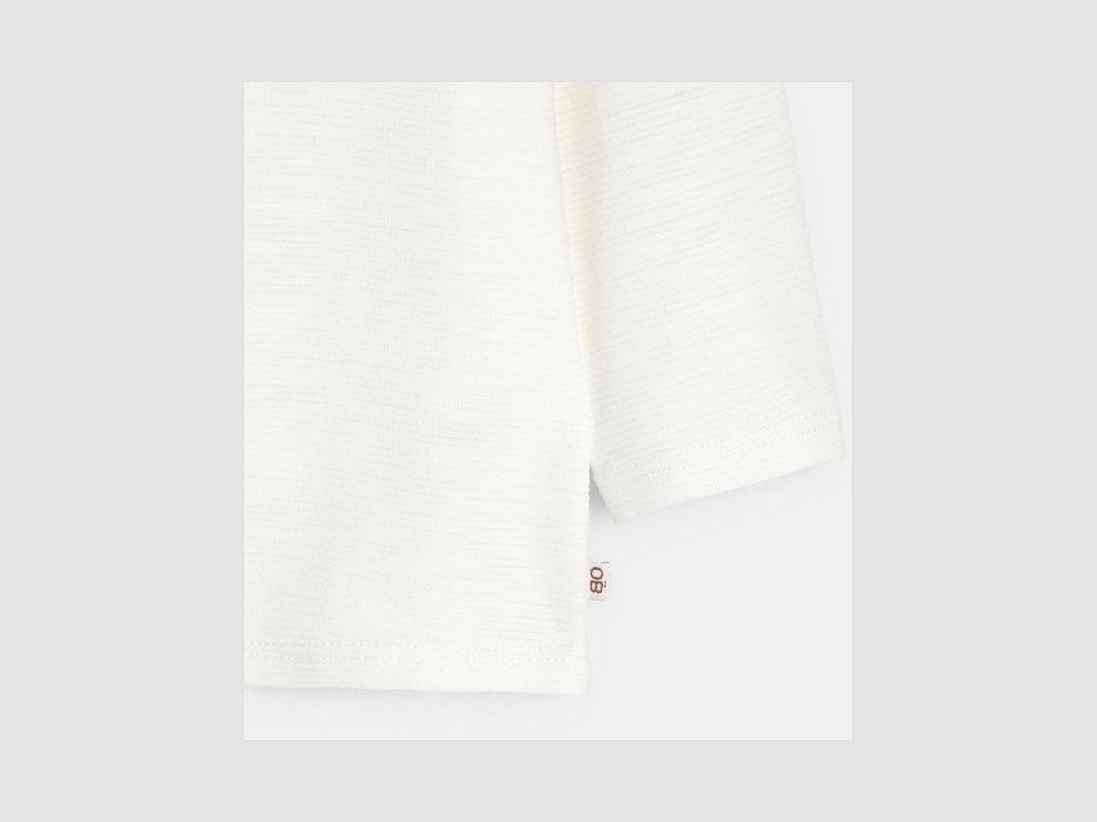 T-Shirt mit Knopfleiste und geflammten Patches Weiß Baby Jungen 2