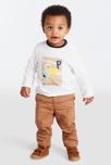 Pantalon toile chevrons multipoches marron bébé garçon 1