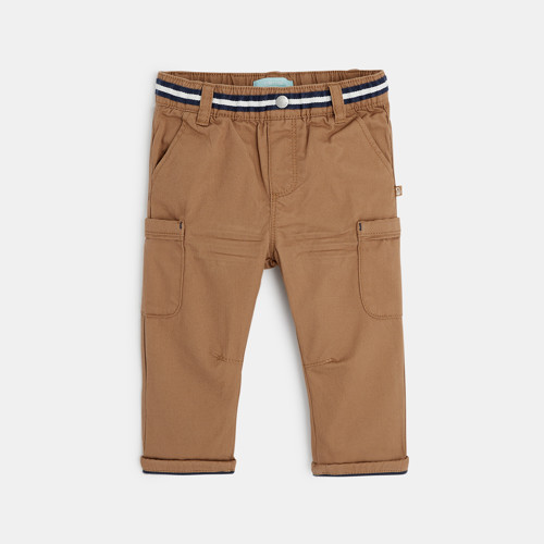 Pantalon Toile Chevrons Multipoches Marron Bébé Garçon - Marron Sienne - 3M - OBAIBI