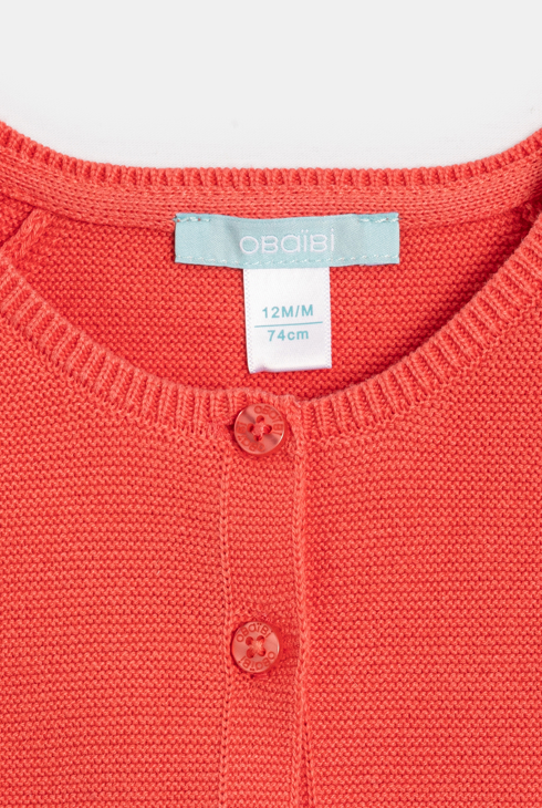 Gilet tricot à revers rose bébé fille