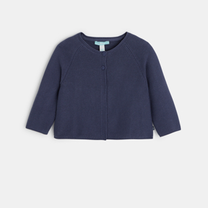 Gilet tricot à revers bleu bébé fille 1