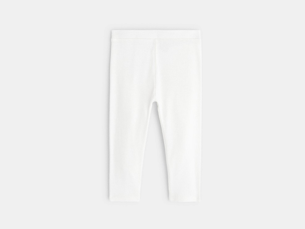 Leggings de punto lisos blanco bebé niña 2