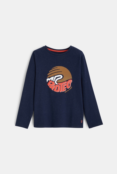 T-shirt à motif coton recyclé bleu garçon 1