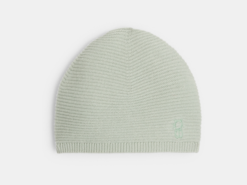 Bonnet maille côtelée vert naissance 1