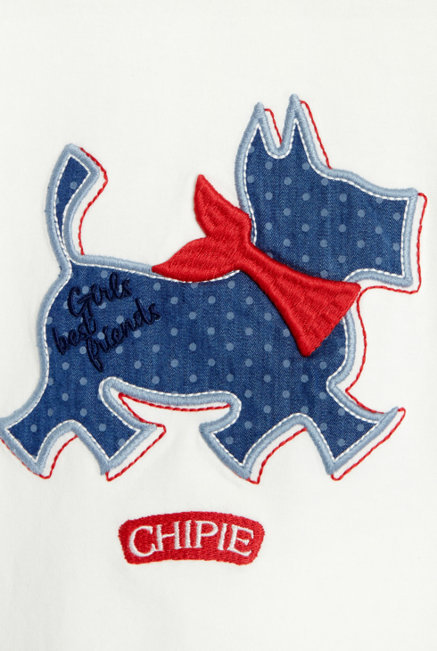 T-shirt blanc scottish brodé Chipie fille